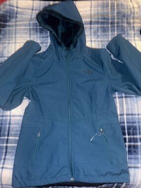 The North Face ' Teal Softshell Hooded Jacket
